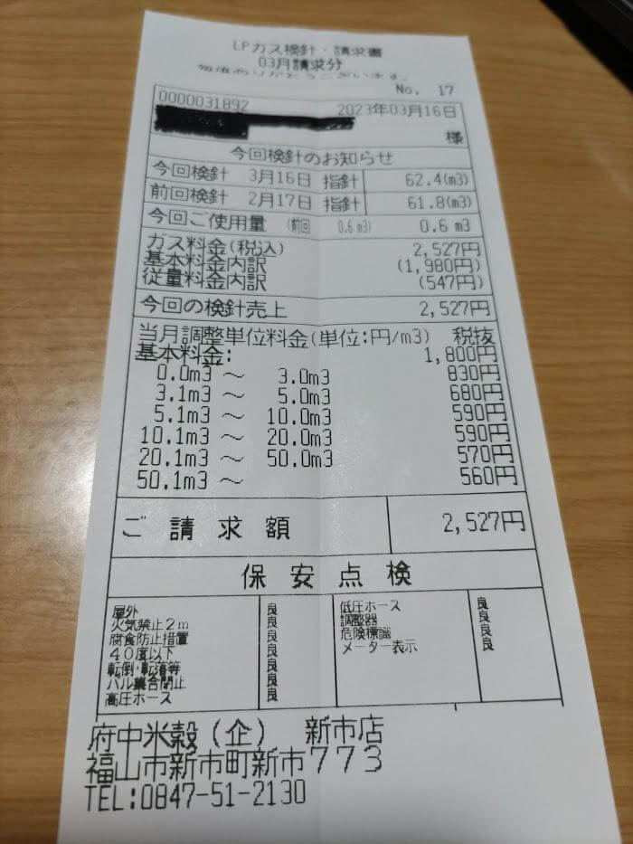 府中米穀ーー0.6㎥　2527円